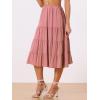 imageAllegra K Womens Midi Skirts Solid Elastic Waist Flare Tiered Long ALine Skirt with PocketsDark Rose Pink