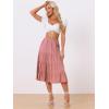 imageAllegra K Womens Midi Skirts Solid Elastic Waist Flare Tiered Long ALine Skirt with PocketsDark Rose Pink