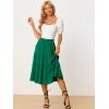 imageAllegra K Womens Midi Skirts Solid Elastic Waist Flare Tiered Long ALine Skirt with PocketsGreen