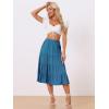 imageAllegra K Womens Midi Skirts Solid Elastic Waist Flare Tiered Long ALine Skirt with PocketsLake Blue