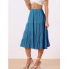 imageAllegra K Womens Midi Skirts Solid Elastic Waist Flare Tiered Long ALine Skirt with PocketsLake Blue