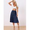 imageAllegra K Womens Midi Skirts Solid Elastic Waist Flare Tiered Long ALine Skirt with PocketsNavy