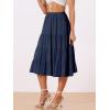 imageAllegra K Womens Midi Skirts Solid Elastic Waist Flare Tiered Long ALine Skirt with PocketsNavy