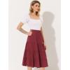 imageAllegra K Womens Midi Skirts Solid Elastic Waist Flare Tiered Long ALine Skirt with PocketsWine Red