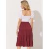 imageAllegra K Womens Midi Skirts Solid Elastic Waist Flare Tiered Long ALine Skirt with PocketsWine Red