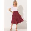 imageAllegra K Womens Midi Skirts Solid Elastic Waist Flare Tiered Long ALine Skirt with PocketsWine Red