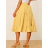 imageAllegra K Womens Midi Skirts Solid Elastic Waist Flare Tiered Long ALine Skirt with PocketsYelllow