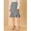 imageAllegra K Womens Plaid Asymmetric Fishtail Button Work Office Ruffle Pencil SkirtBlack White