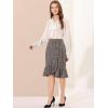 imageAllegra K Womens Plaid Asymmetric Fishtail Button Work Office Ruffle Pencil SkirtBrown