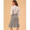 imageAllegra K Womens Plaid Asymmetric Fishtail Button Work Office Ruffle Pencil SkirtKhaki