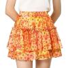 imageAllegra K Womens 2023 Floral Tiered Ruffle Skirts Cute Summer Flowy Chiffon Mini SkirtOrange