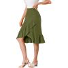 imageAllegra K Womens 2023 High Waisted Button Decor Asymmetrical Ruffle Hem SkirtArmy Green