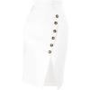 imageAllegra K Womens Button Decor Split Belted Smocked Vintage Short Pencil SkirtWhite