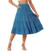 imageAllegra K Womens Midi Skirts Solid Elastic Waist Flare Tiered Long ALine Skirt with PocketsLake Blue