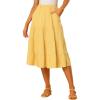 imageAllegra K Womens Midi Skirts Solid Elastic Waist Flare Tiered Long ALine Skirt with PocketsYelllow