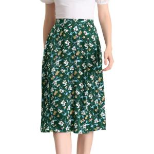 imageAllegra K Womens Boho Floral High Waist Split A Line Midi SkirtSatin Green