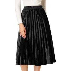 imageAllegra K Womens Metallic Accordion Swing Midi Pleated SkirtBlack