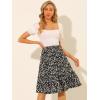 imageAllegra K Womens ALine Ruffle Elastic Waist Flowy Tiered Floral Knee Length SkirtBlack