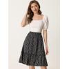 imageAllegra K Womens ALine Ruffle Elastic Waist Flowy Tiered Floral Knee Length SkirtBlack Floral