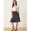 imageAllegra K Womens ALine Ruffle Elastic Waist Flowy Tiered Floral Knee Length SkirtBlack Floral