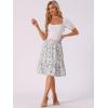 imageAllegra K Womens ALine Ruffle Elastic Waist Flowy Tiered Floral Knee Length SkirtBlue White