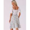 imageAllegra K Womens ALine Ruffle Elastic Waist Flowy Tiered Floral Knee Length SkirtBlue White