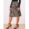 imageAllegra K Womens ALine Ruffle Elastic Waist Flowy Tiered Floral Knee Length SkirtBrown