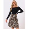 imageAllegra K Womens ALine Ruffle Elastic Waist Flowy Tiered Floral Knee Length SkirtBrown