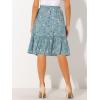 imageAllegra K Womens ALine Ruffle Elastic Waist Flowy Tiered Floral Knee Length SkirtDusty Blue