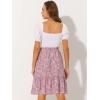 imageAllegra K Womens ALine Ruffle Elastic Waist Flowy Tiered Floral Knee Length SkirtDusty Pink