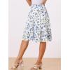 imageAllegra K Womens ALine Ruffle Elastic Waist Flowy Tiered Floral Knee Length SkirtLight Blue