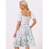 imageAllegra K Womens ALine Ruffle Elastic Waist Flowy Tiered Floral Knee Length SkirtLight Blue