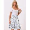 imageAllegra K Womens ALine Ruffle Elastic Waist Flowy Tiered Floral Knee Length SkirtLight Blue