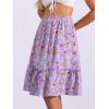 imageAllegra K Womens ALine Ruffle Elastic Waist Flowy Tiered Floral Knee Length SkirtLight Purple