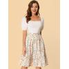 imageAllegra K Womens ALine Ruffle Elastic Waist Flowy Tiered Floral Knee Length SkirtWhite