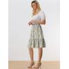 imageAllegra K Womens ALine Ruffle Elastic Waist Flowy Tiered Floral Knee Length SkirtWhite Yellow