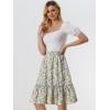 imageAllegra K Womens ALine Ruffle Elastic Waist Flowy Tiered Floral Knee Length SkirtWhite Yellow