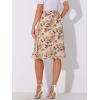 imageAllegra K Womens Floral Midi Skirts Summer Ruffle High Waist Flowy ALine Split Knee Length SkirtBeige