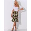 imageAllegra K Womens Floral Midi Skirts Summer Ruffle High Waist Flowy ALine Split Knee Length SkirtBlack Beige