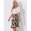 imageAllegra K Womens Floral Midi Skirts Summer Ruffle High Waist Flowy ALine Split Knee Length SkirtBlack Beige