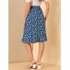 imageAllegra K Womens Floral Midi Skirts Summer Ruffle High Waist Flowy ALine Split Knee Length SkirtBlue