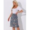 imageAllegra K Womens Floral Midi Skirts Summer Ruffle High Waist Flowy ALine Split Knee Length SkirtGrey Blue