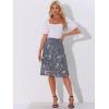 imageAllegra K Womens Floral Midi Skirts Summer Ruffle High Waist Flowy ALine Split Knee Length SkirtGrey Blue