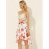 imageAllegra K Womens High Low Hem Elastic Waist Lurex Chiffon ALine Midi Floral SkirtWhite Orange