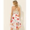 imageAllegra K Womens High Low Hem Elastic Waist Lurex Chiffon ALine Midi Floral SkirtWhite Orange