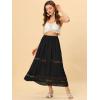 imageAllegra K Womens Saint Patricks Day Long Skirts Elastic Waist Swing ALine Lace Insert Maxi SkirtBlack