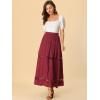 imageAllegra K Womens Saint Patricks Day Long Skirts Elastic Waist Swing ALine Lace Insert Maxi SkirtWine Red