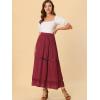 imageAllegra K Womens Saint Patricks Day Long Skirts Elastic Waist Swing ALine Lace Insert Maxi SkirtWine Red