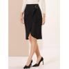 imageAllegra K Womens Work Office Skirts Faux Wrap Tie Front Knee Length SkirtBlack