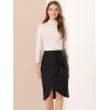 imageAllegra K Womens Work Office Skirts Faux Wrap Tie Front Knee Length SkirtBlack